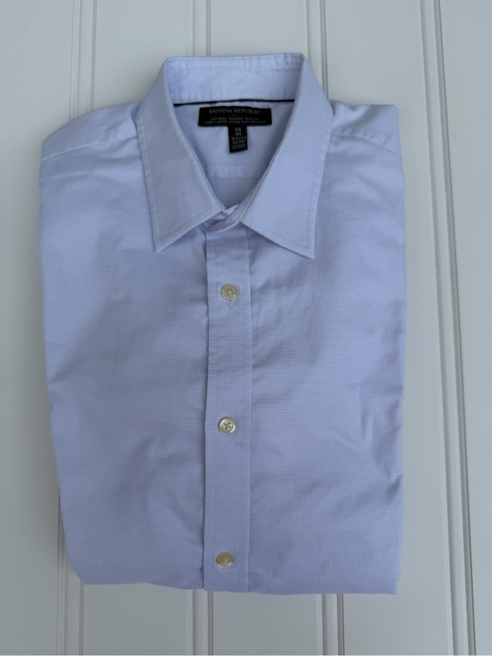 Banana Republic Men’s Off-White Micro-Grid Dress Shirt - Size 15 1/2 33/34
